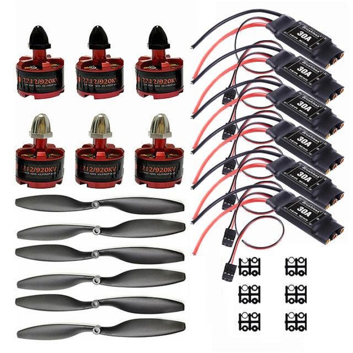 Бесщёточный мотор 2212 920KV CW/CCW и 30A ESC с бананами 3.5мм для F450/F550 мультикоптеров Бесщёточный мотор 2212 920KV CW/CCW и 30A ESC с бананами 3.5мм для F450/F550 мультикоптеров