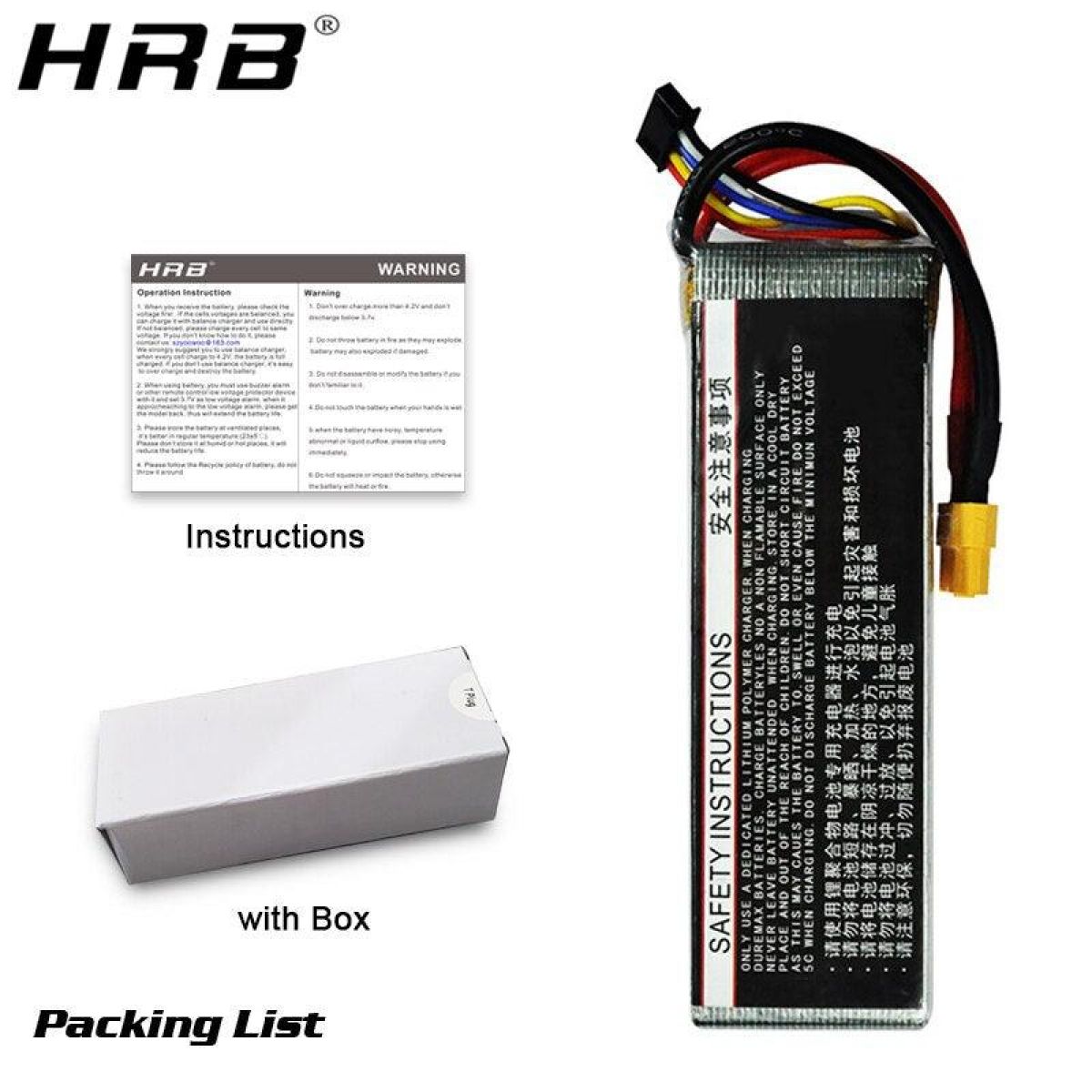Аккумулятор HRB LiPo 4S 14.8V XT60 1500-22000mAh для FPV дрона, самолёта, авто, игрушек Аккумулятор HRB LiPo 4S 14.8V XT60 1500-22000mAh для FPV дрона, самолёта, авто, игрушек