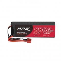 HRB LiPo 2S2P аккумулятор 7.4В 8000мАч 100C, жесткий кейс, разъемы T Deans/XT60/XT90/EC5, FPV/RC