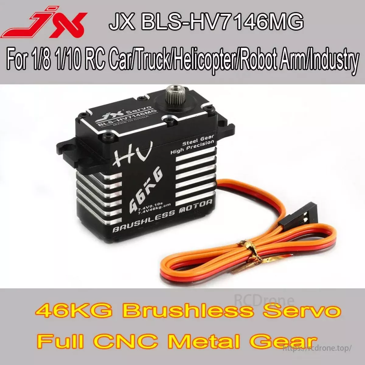 JX Servo BLS-HV7146MG — влагозащищённый сервопривод 46КГ 7.4В, стальные шестерни, RC, CNC JX Servo BLS-HV7146MG — влагозащищённый сервопривод 46КГ 7.4В, стальные шестерни, RC, CNC