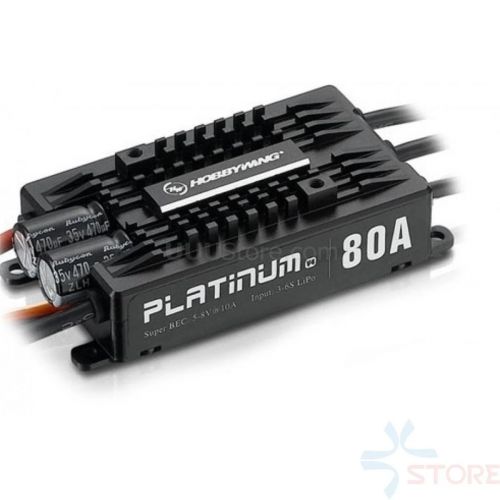 Регулятор HobbyWing Platinum 80A V4 ESC 3S-6S BEC 5-8V 10A для вертолётов 450L-500 класса