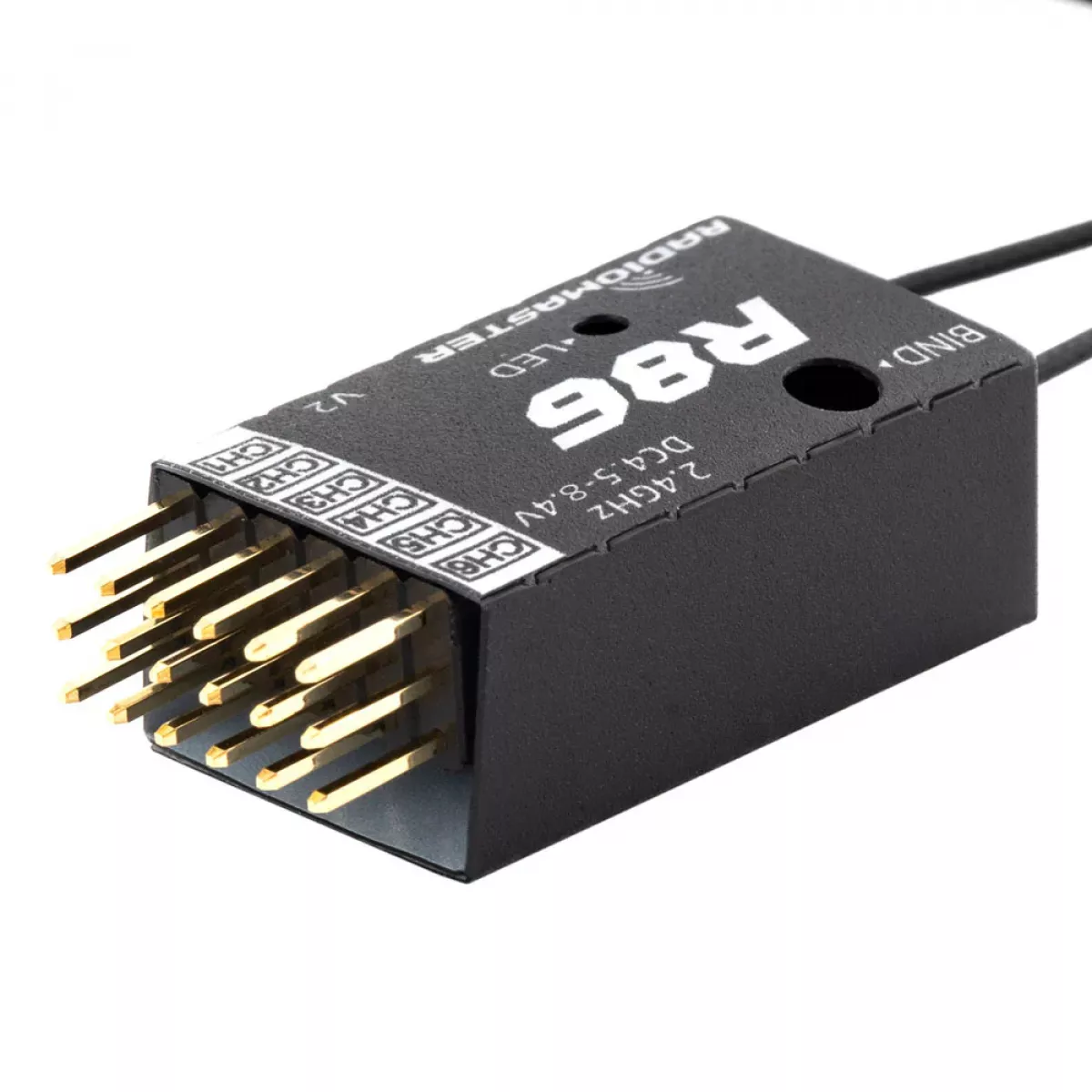 Радиоприёмник RadioMaster R86 V2 2.4ГГц 6-канальный PWM, совместим с D8, D16, SFHSS Радиоприёмник RadioMaster R86 V2 2.4ГГц 6-канальный PWM, совместим с D8, D16, SFHSS