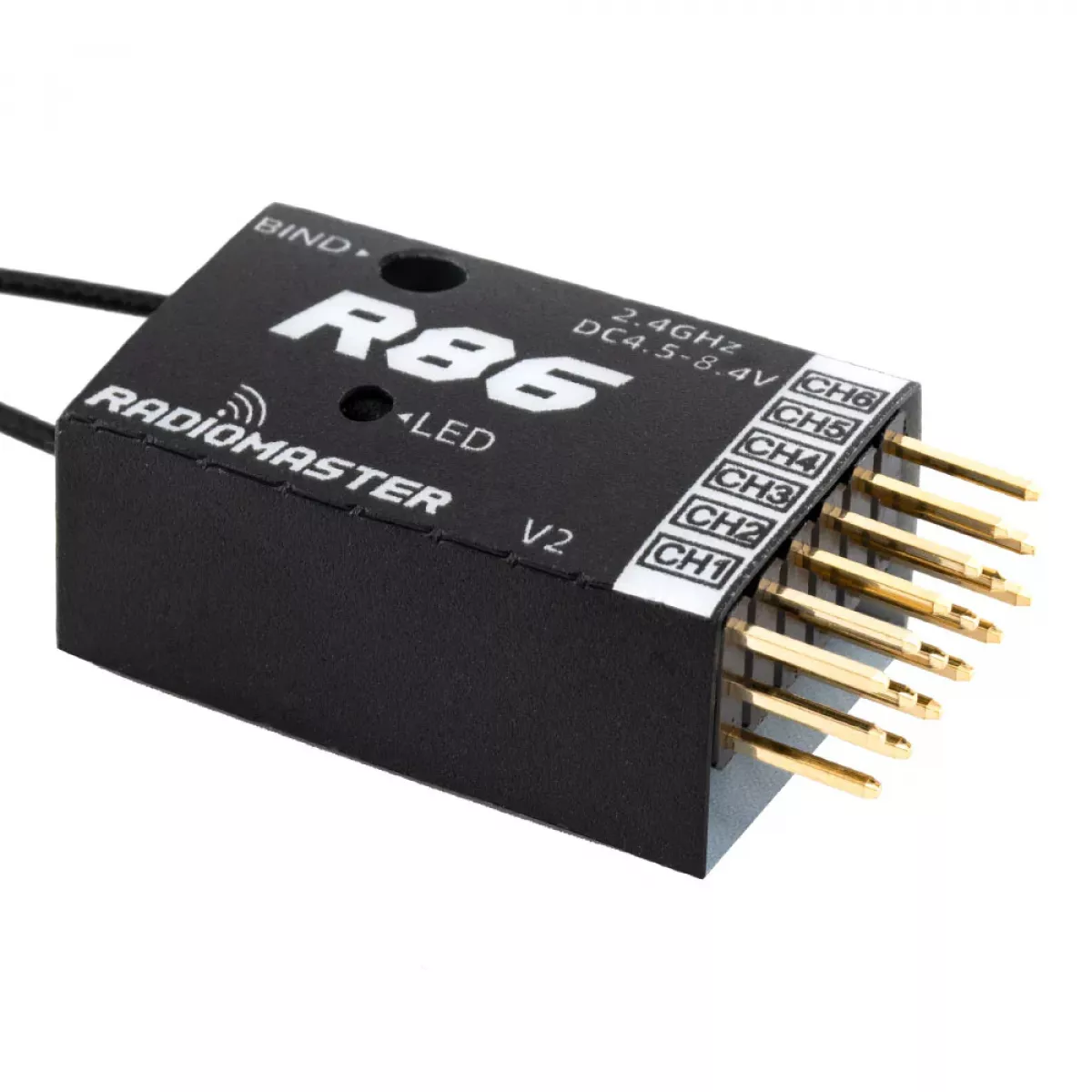 Радиоприёмник RadioMaster R86 V2 2.4ГГц 6-канальный PWM, совместим с D8, D16, SFHSS Радиоприёмник RadioMaster R86 V2 2.4ГГц 6-канальный PWM, совместим с D8, D16, SFHSS