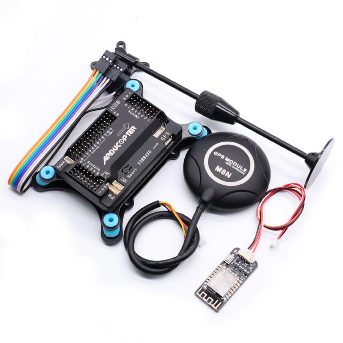 Контроллер полёта APM2.8 Ardupilot + GPS M8N с компасом, держателем и демпфером для квадрокоптера Контроллер полёта APM2.8 Ardupilot + GPS M8N с компасом, держателем и демпфером для квадрокоптера
