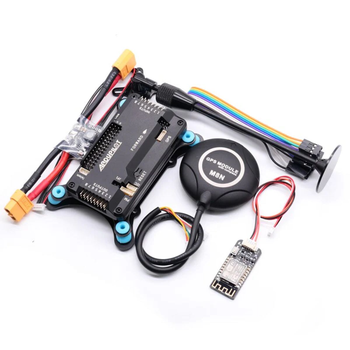 Контроллер полёта APM2.8 Ardupilot + GPS M8N с компасом, держателем и демпфером для квадрокоптера Контроллер полёта APM2.8 Ardupilot + GPS M8N с компасом, держателем и демпфером для квадрокоптера