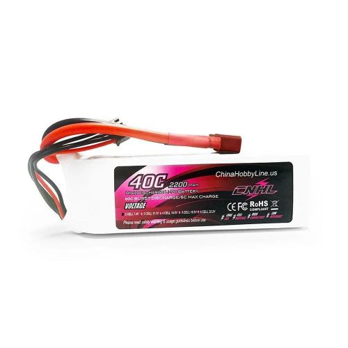 Аккумулятор CNHL 7.4V 2200mAh Lipo 2S 40C с разъёмом T Dean для FPV дронов, самолётов, вертолётов