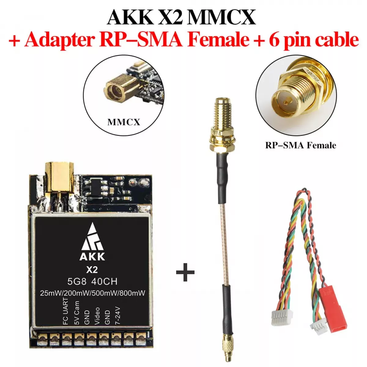 AKK X2P/X2 5.8ГГц 40CH VTX – видеопередатчик FPV, 0.01–800mW, совместим с Betaflight OSD FC AKK X2P/X2 5.8ГГц 40CH VTX – видеопередатчик FPV, 0.01–800mW, совместим с Betaflight OSD FC