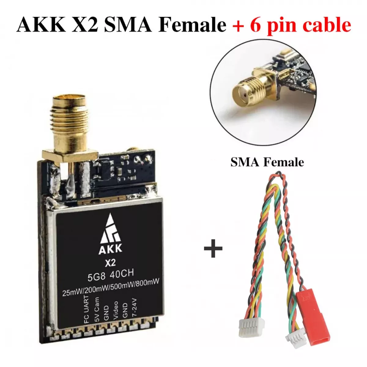AKK X2P/X2 5.8ГГц 40CH VTX – видеопередатчик FPV, 0.01–800mW, совместим с Betaflight OSD FC AKK X2P/X2 5.8ГГц 40CH VTX – видеопередатчик FPV, 0.01–800mW, совместим с Betaflight OSD FC