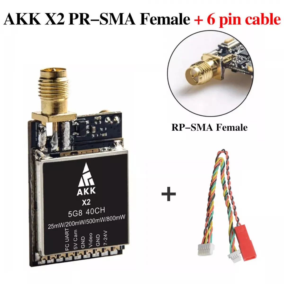 AKK X2P/X2 5.8ГГц 40CH VTX – видеопередатчик FPV, 0.01–800mW, совместим с Betaflight OSD FC AKK X2P/X2 5.8ГГц 40CH VTX – видеопередатчик FPV, 0.01–800mW, совместим с Betaflight OSD FC