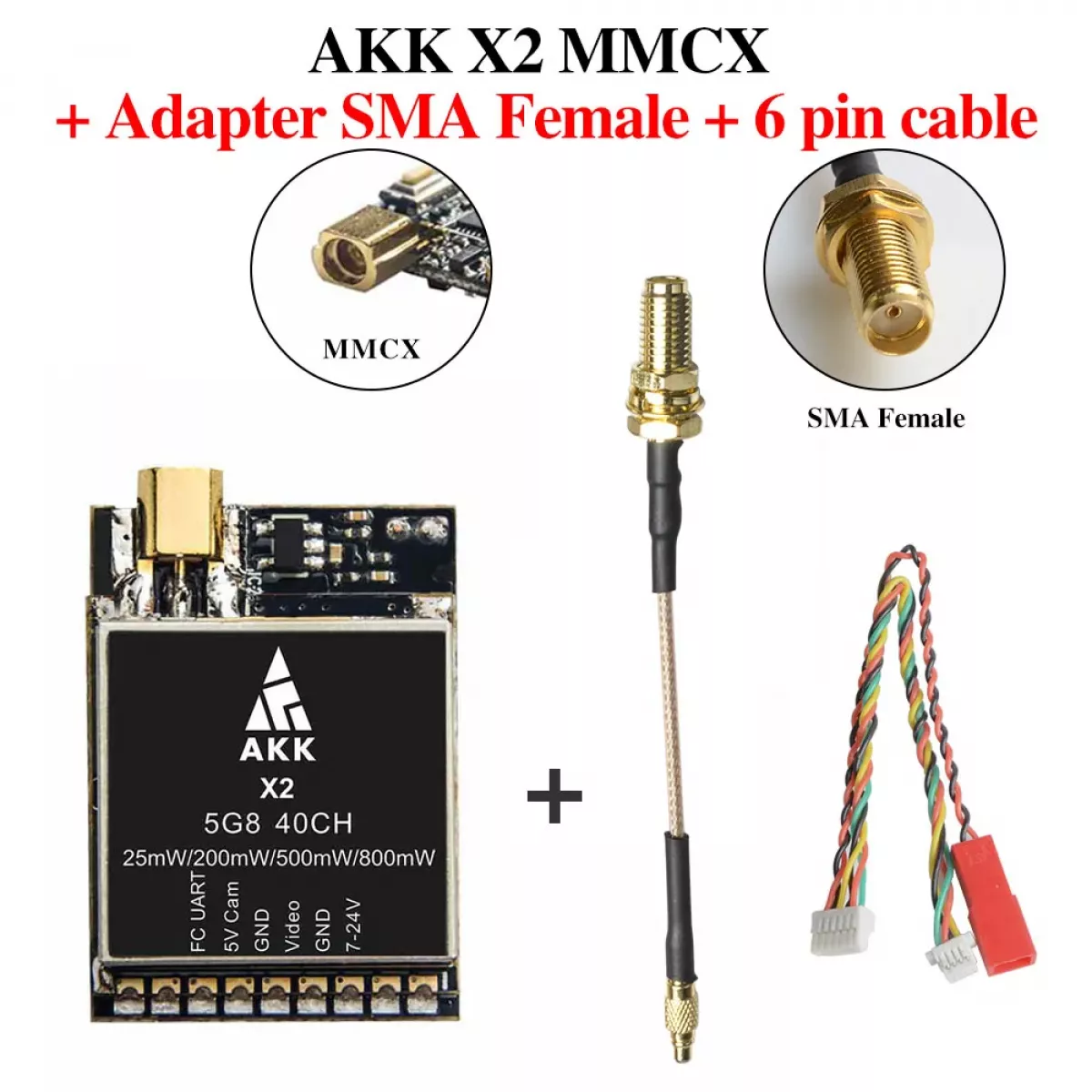 AKK X2P/X2 5.8ГГц 40CH VTX – видеопередатчик FPV, 0.01–800mW, совместим с Betaflight OSD FC AKK X2P/X2 5.8ГГц 40CH VTX – видеопередатчик FPV, 0.01–800mW, совместим с Betaflight OSD FC