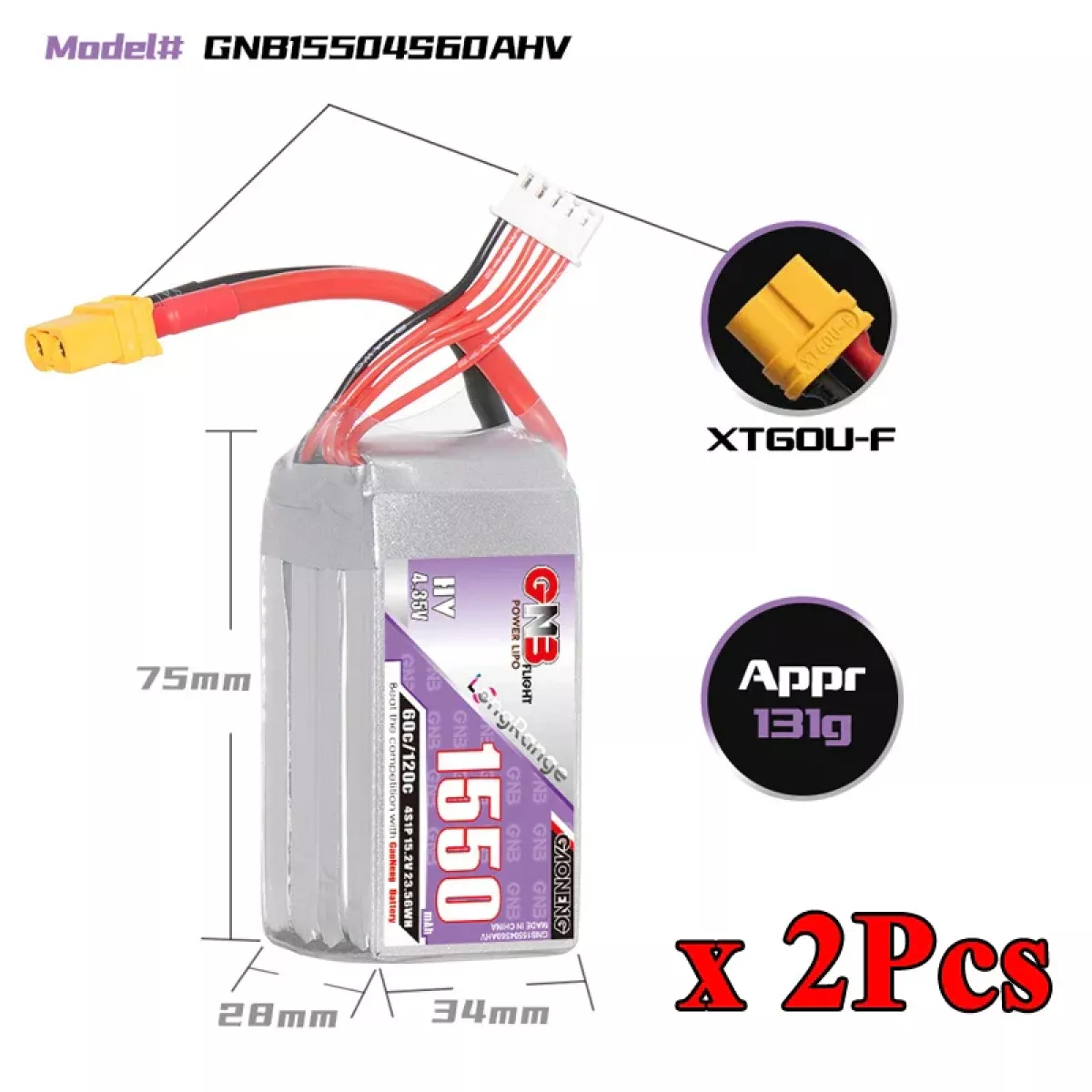 Аккумулятор GNB 2S/3S/4S/6S HV 1550mAh 60C/120C для RC автомобилей, дронов, самолётов Аккумулятор GNB 2S/3S/4S/6S HV 1550mAh 60C/120C для RC автомобилей, дронов, самолётов