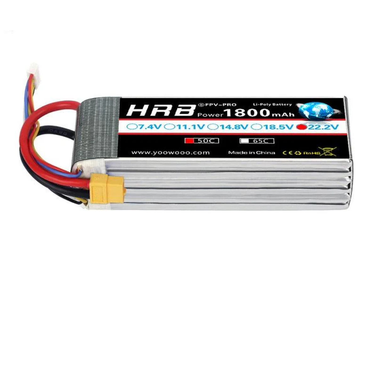 2шт. HRB LiPo 4S/5S/6S 14.8В/18.5В/22.2В 1300–2200мАч 50C/100C XT60 для RC FPV квадрокоптера 2шт. HRB LiPo 4S/5S/6S 14.8В/18.5В/22.2В 1300–2200мАч 50C/100C XT60 для RC FPV квадрокоптера