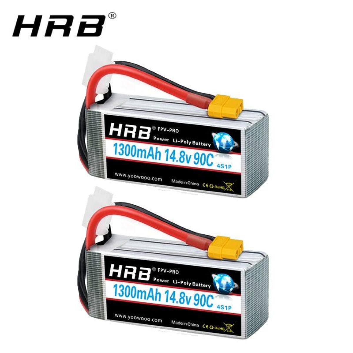 2шт. HRB LiPo 4S/5S/6S 14.8В/18.5В/22.2В 1300–2200мАч 50C/100C XT60 для RC FPV квадрокоптера 2шт. HRB LiPo 4S/5S/6S 14.8В/18.5В/22.2В 1300–2200мАч 50C/100C XT60 для RC FPV квадрокоптера