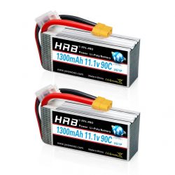 Аккумулятор LiPo HRB 2S/3S 7.4V/11.1V 1300–2600mAh 50C–100C XT60/T для FPV, RC самолетов и авто, 2шт