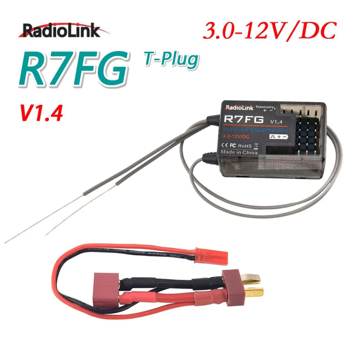 Приёмник RadioLink R7FG 2.4GHz 7CH с двумя антеннами и гироскопом для RC6GS Приёмник RadioLink R7FG 2.4GHz 7CH с двумя антеннами и гироскопом для RC6GS