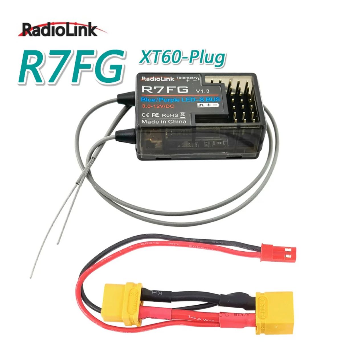 Приёмник RadioLink R7FG 2.4GHz 7CH с двумя антеннами и гироскопом для RC6GS Приёмник RadioLink R7FG 2.4GHz 7CH с двумя антеннами и гироскопом для RC6GS