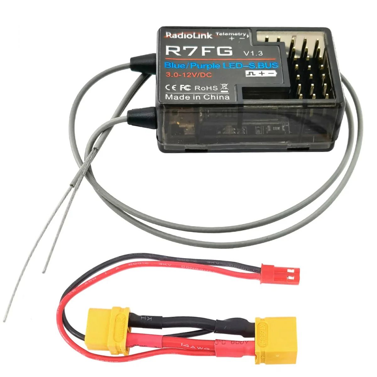 Приёмник RadioLink R7FG 2.4GHz 7CH с двумя антеннами и гироскопом для RC6GS Приёмник RadioLink R7FG 2.4GHz 7CH с двумя антеннами и гироскопом для RC6GS