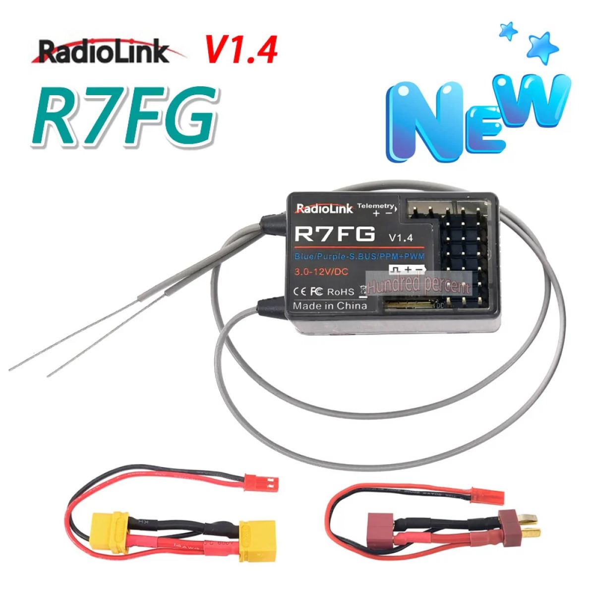 Приёмник RadioLink R7FG 2.4GHz 7CH с двумя антеннами и гироскопом для RC6GS Приёмник RadioLink R7FG 2.4GHz 7CH с двумя антеннами и гироскопом для RC6GS