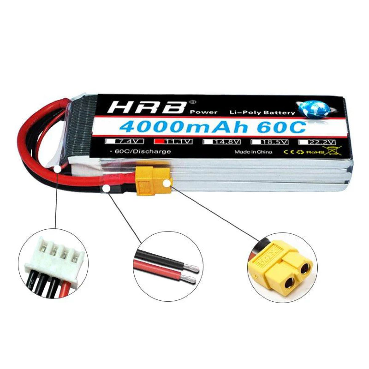 Аккумулятор HRB 3S 11.1V LiPo 4000mAh 60C XT60/XT90/T/Deans/EC5/XT90-S для Trex 500 FPV Дрон Авто Лодка Аккумулятор HRB 3S 11.1V LiPo 4000mAh 60C XT60/XT90/T/Deans/EC5/XT90-S для Trex 500 FPV Дрон Авто Лодка