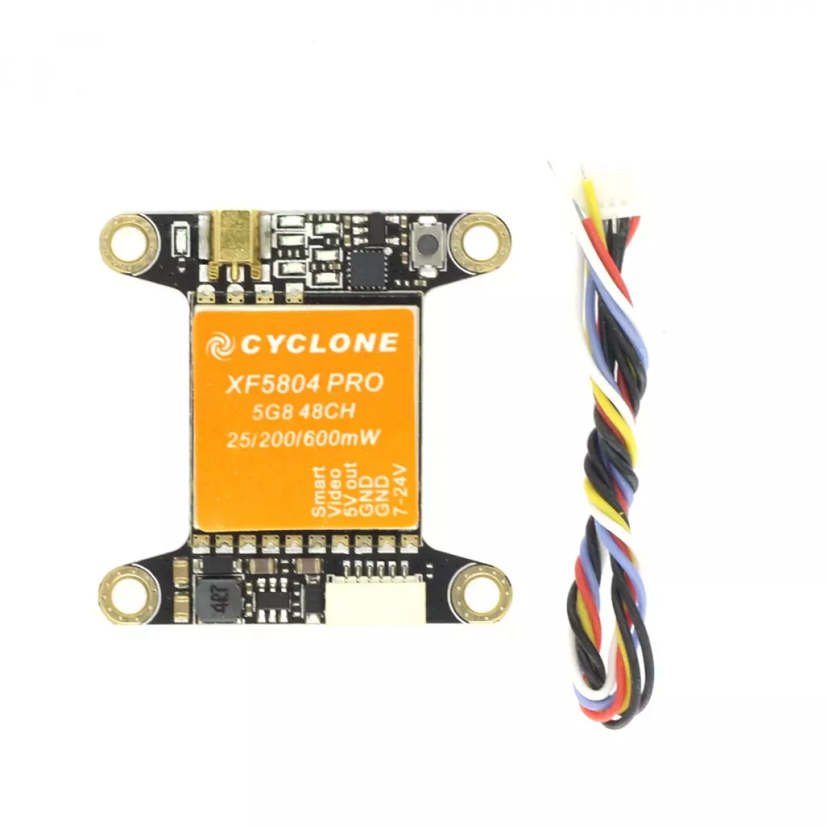 Cyclone XF5804 PRO VTX 5.8ГГц 48К 25/200/600мВт FPV видеопередатчик OSD MMCX переключаемый Cyclone XF5804 PRO VTX 5.8ГГц 48К 25/200/600мВт FPV видеопередатчик OSD MMCX переключаемый