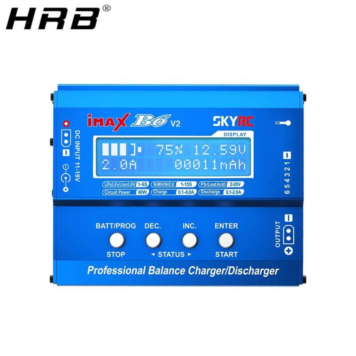 Зарядное устройство Skyrc iMax B6 V2 60W 6A для LiPo LiHV NiMH LiFe, LCD, разрядка, XT60, RC Зарядное устройство Skyrc iMax B6 V2 60W 6A для LiPo LiHV NiMH LiFe, LCD, разрядка, XT60, RC