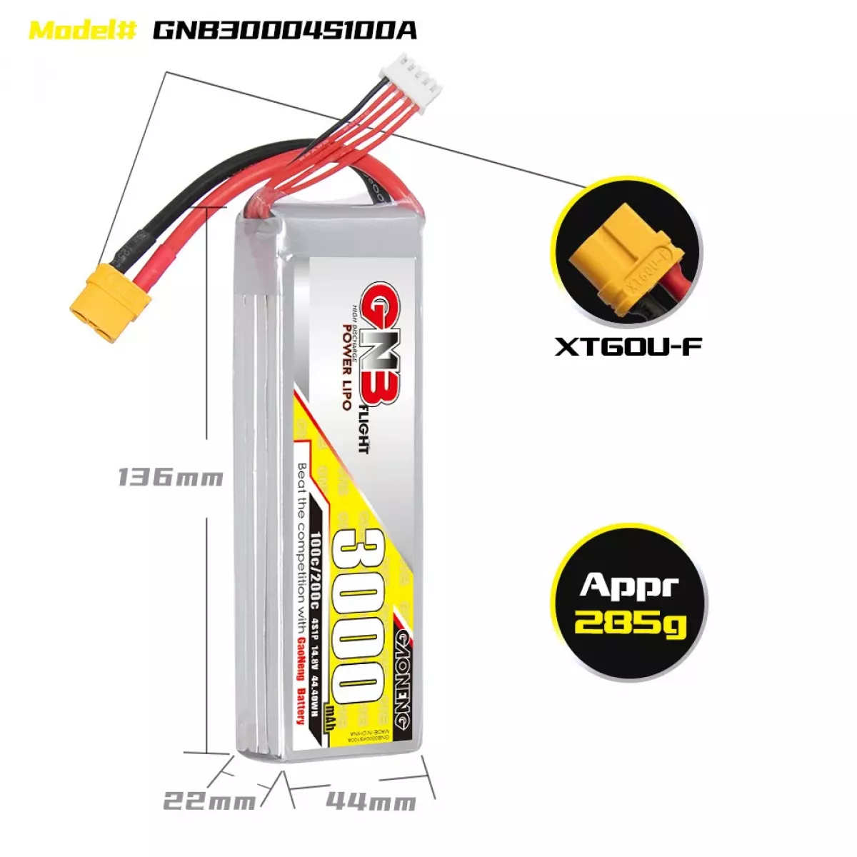GAONENG GNB LiPo аккумулятор 4S 6S 14.8В 22.2В 3000мАч 100C/200C для дронов RC GAONENG GNB LiPo аккумулятор 4S 6S 14.8В 22.2В 3000мАч 100C/200C для дронов RC