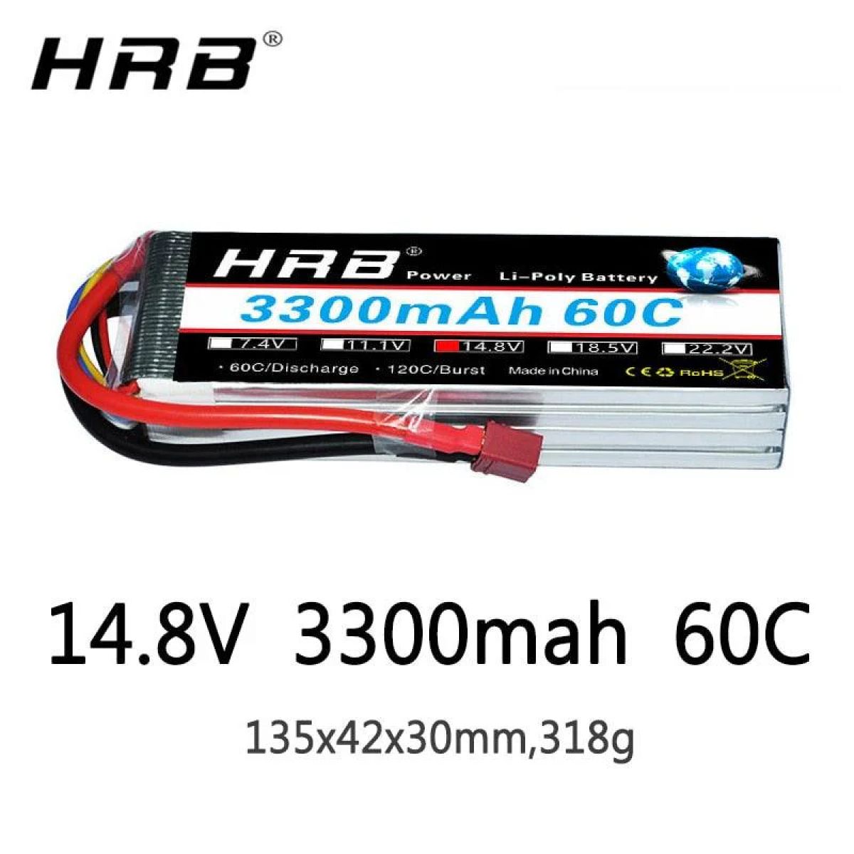 HRB 4S 14.8V Lipo аккумулятор 3300mAh XT60 T-Deans EC5 XT90 60C для Truggy Rally 1/8 Вертолет Авто HRB 4S 14.8V Lipo аккумулятор 3300mAh XT60 T-Deans EC5 XT90 60C для Truggy Rally 1/8 Вертолет Авто