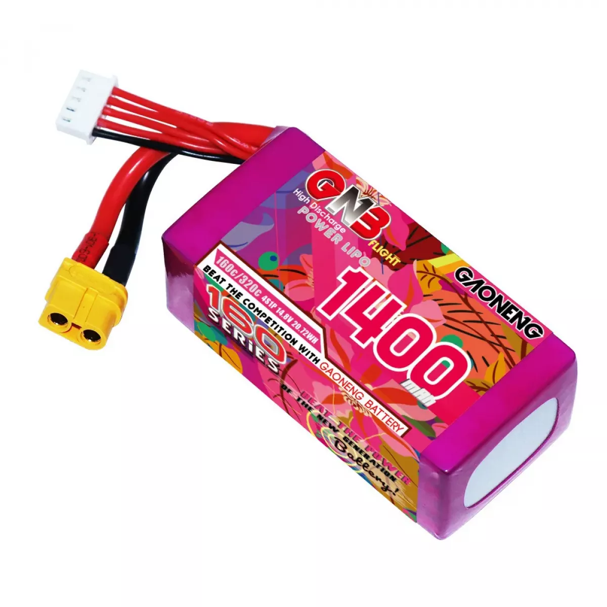 Аккумулятор LiPo 3 шт. GNB 4S 14.8V 1400mAh 160C/320C для дрона с разъемом XT60 Аккумулятор LiPo 3 шт. GNB 4S 14.8V 1400mAh 160C/320C для дрона с разъемом XT60