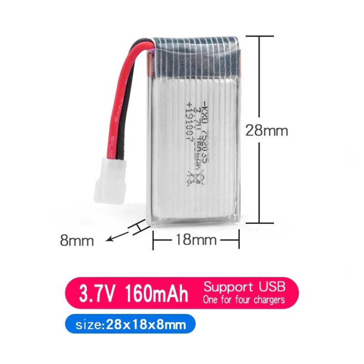 Аккумулятор LiPo 3.7В 160/250/300/500 мАч для RC самолётов FX620 FX820 F22 SU57 Mige530 Аккумулятор LiPo 3.7В 160/250/300/500 мАч для RC самолётов FX620 FX820 F22 SU57 Mige530