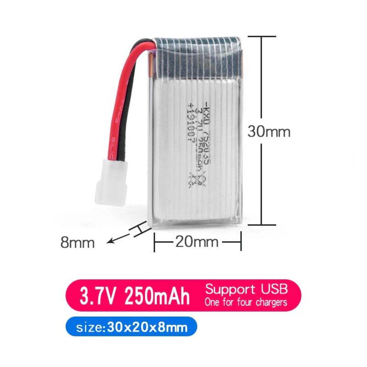 Аккумулятор LiPo 3.7В 160/250/300/500 мАч для RC самолётов FX620 FX820 F22 SU57 Mige530 Аккумулятор LiPo 3.7В 160/250/300/500 мАч для RC самолётов FX620 FX820 F22 SU57 Mige530