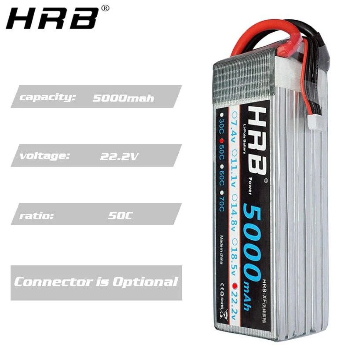 Аккумулятор HRB 6S 22.2В Lipo XT60 для FPV, дронов, вертолётов, самолётов, авто, игрушек Аккумулятор HRB 6S 22.2В Lipo XT60 для FPV, дронов, вертолётов, самолётов, авто, игрушек