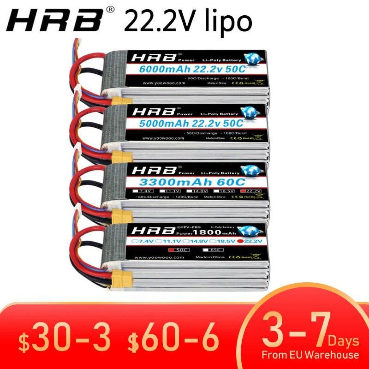 Аккумулятор HRB 6S 22.2В Lipo XT60 для FPV, дронов, вертолётов, самолётов, авто, игрушек Аккумулятор HRB 6S 22.2В Lipo XT60 для FPV, дронов, вертолётов, самолётов, авто, игрушек