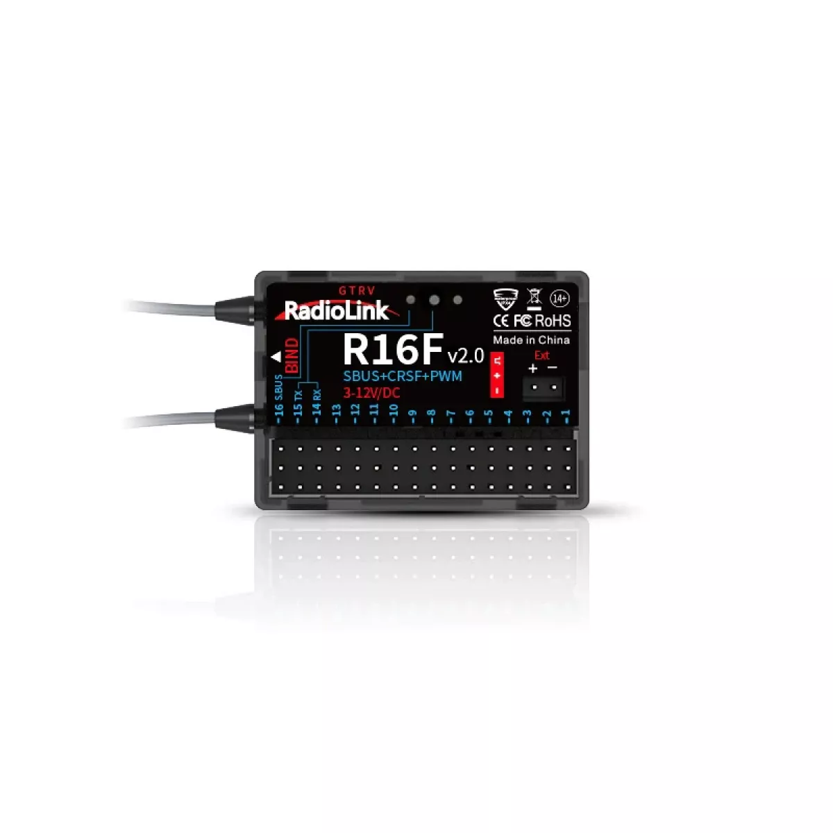 RadioLink R16F 2.4ГГц 16-канальный приёмник с SBUS, CRSF, PWM, телеметрией и поддержкой симулятора RadioLink R16F 2.4ГГц 16-канальный приёмник с SBUS, CRSF, PWM, телеметрией и поддержкой симулятора