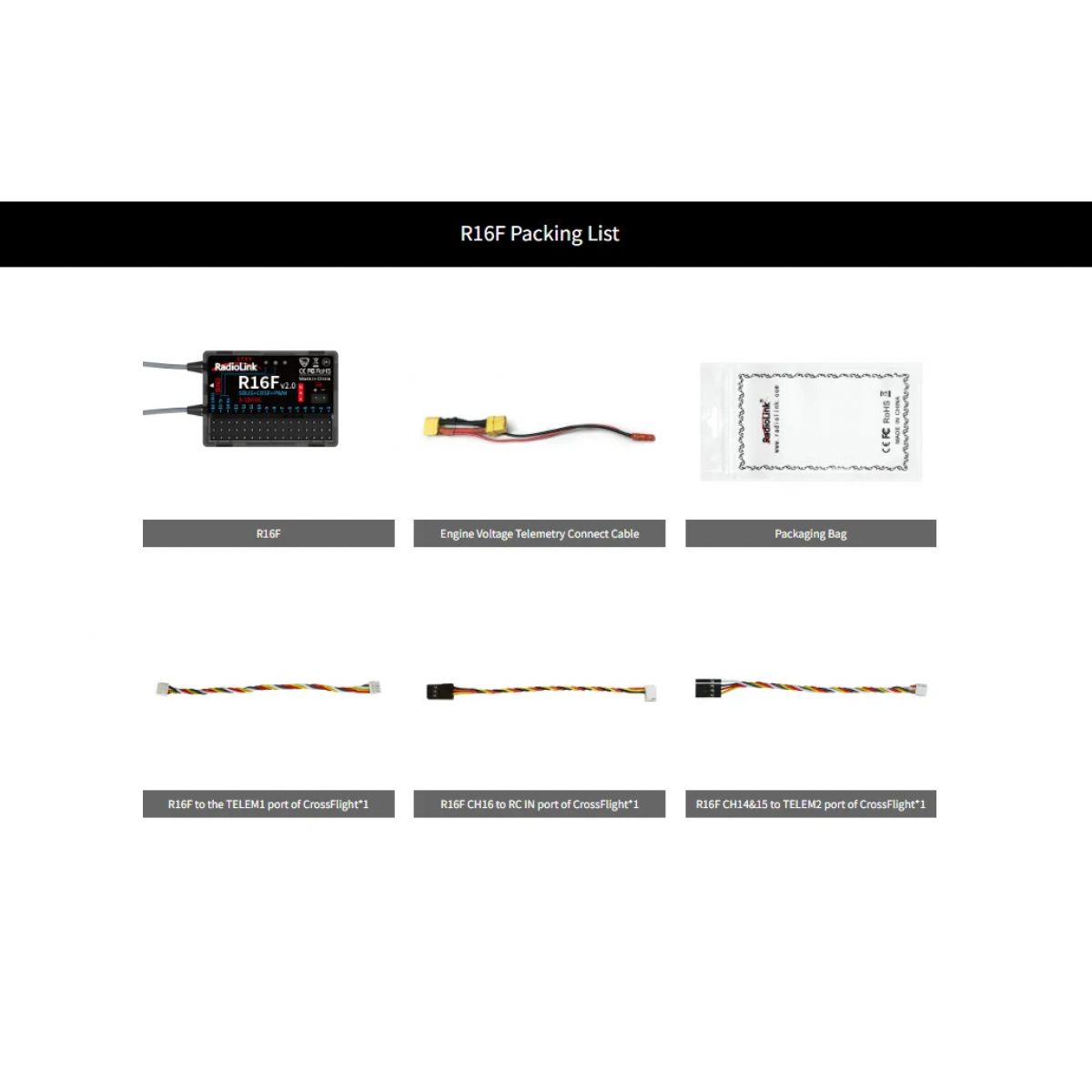 RadioLink R16F 2.4ГГц 16-канальный приёмник с SBUS, CRSF, PWM, телеметрией и поддержкой симулятора RadioLink R16F 2.4ГГц 16-канальный приёмник с SBUS, CRSF, PWM, телеметрией и поддержкой симулятора