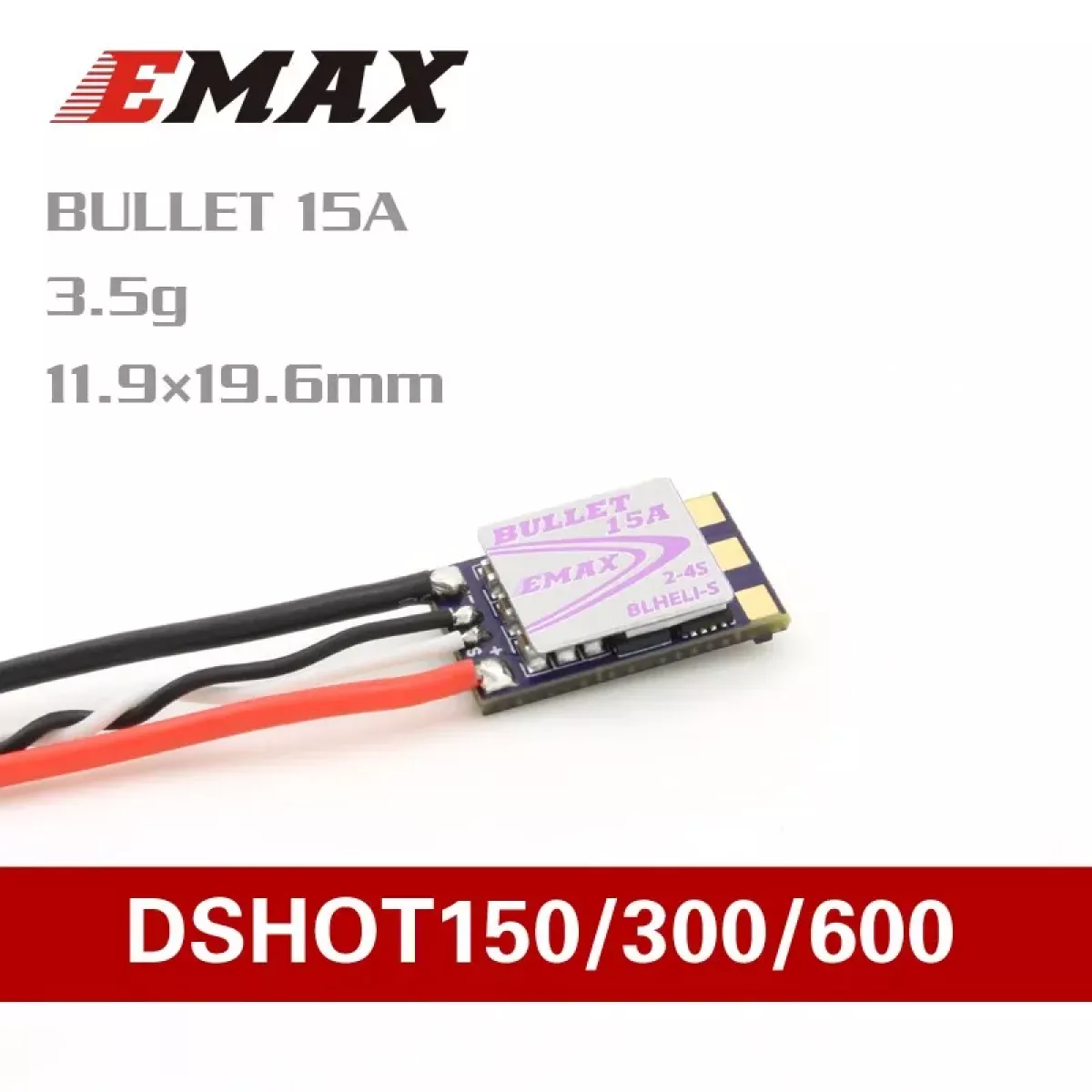 EMAX D-SHOT Bullet 15A 2-4S BLHELI_S ESC 3.5г, поддержка Oneshot42 и Multishot EMAX D-SHOT Bullet 15A 2-4S BLHELI_S ESC 3.5г, поддержка Oneshot42 и Multishot