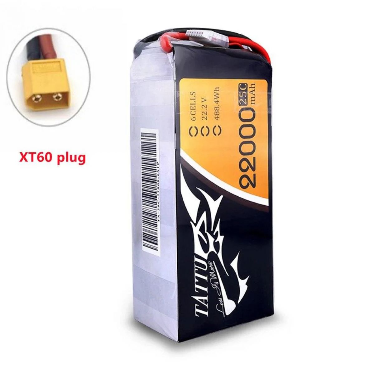 Аккумулятор TATTU 22000mAh 22.2V 6S 488Wh LiPO 25C для FPV дрона, гексакоптера, агродрона Аккумулятор TATTU 22000mAh 22.2V 6S 488Wh LiPO 25C для FPV дрона, гексакоптера, агродрона