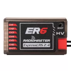 Радиоприёмник RadioMaster ER6 2.4GHz ELRS PWM для самолётов и дронов фиксированного крыла