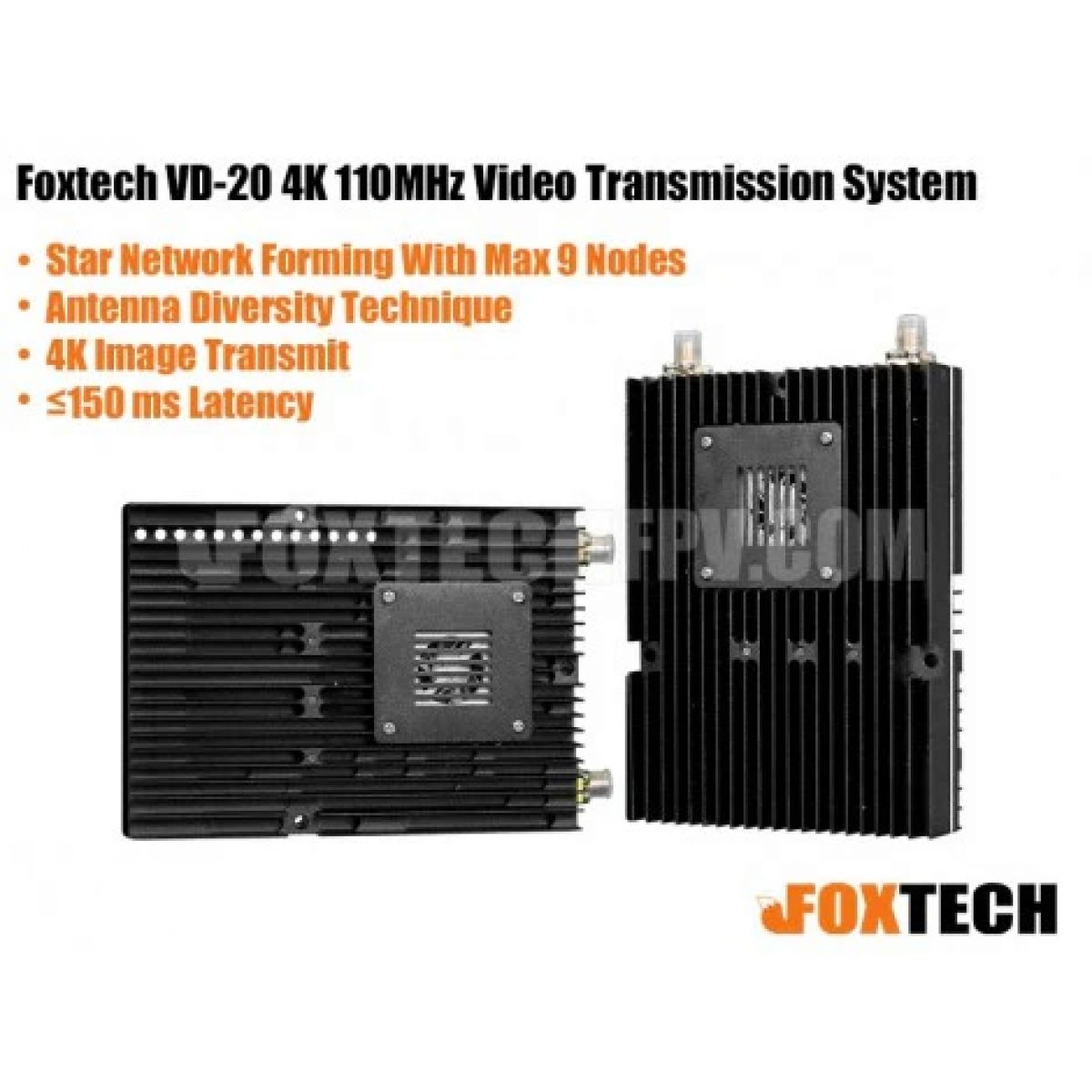 Foxtech VD-20 — 20 км 4K 110 МГц система передачи данных и видео, передатчик и приёмник Foxtech VD-20 — 20 км 4K 110 МГц система передачи данных и видео, передатчик и приёмник