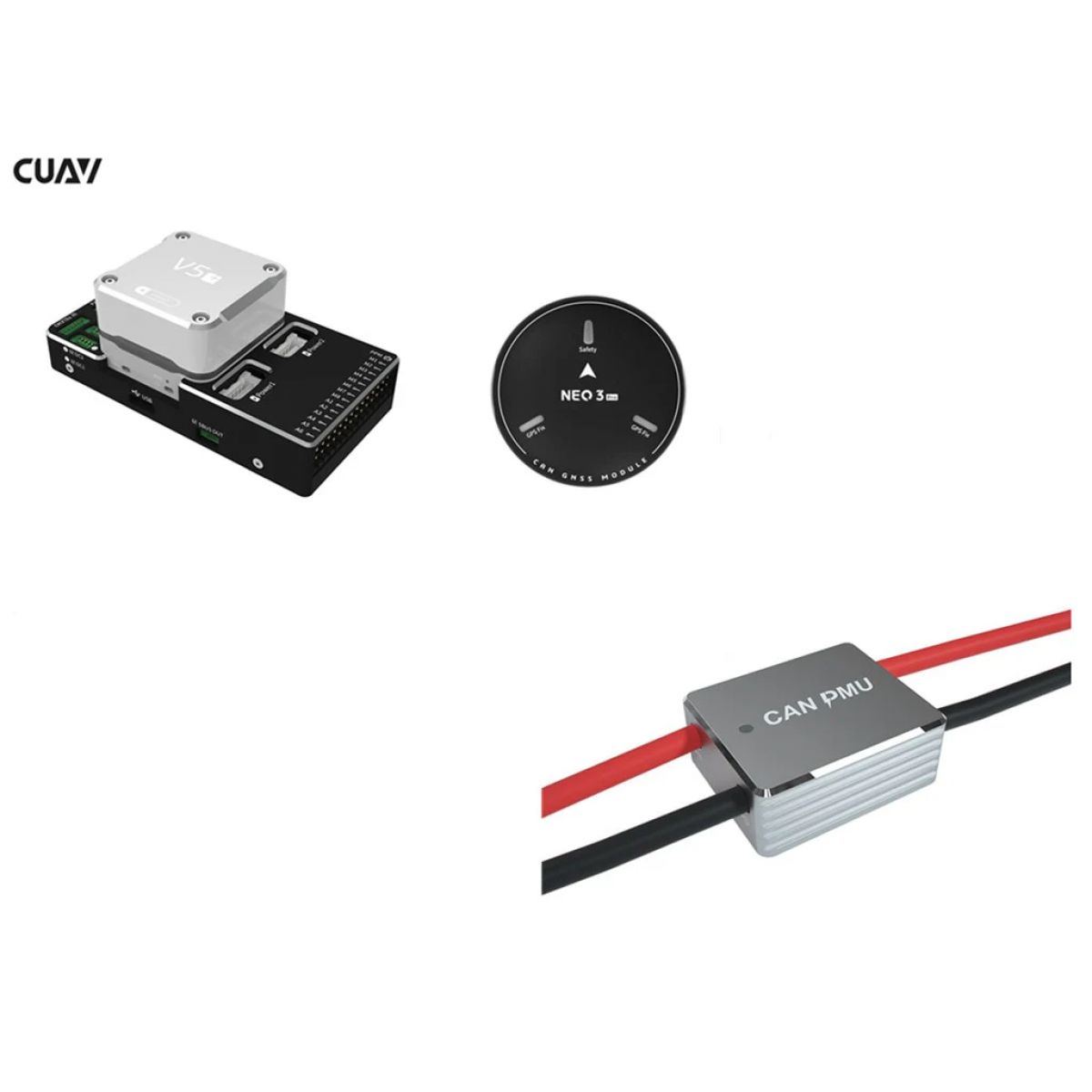 Контроллер полёта CUAV Pixhawk V5+ FPV с GPS NEO 3 Pro и модулем CAN Power PMU Combo Контроллер полёта CUAV Pixhawk V5+ FPV с GPS NEO 3 Pro и модулем CAN Power PMU Combo