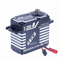JX Servo BLS-12V7146 — 46КГ, 12В, цифровой бесщеточный, стальные шестерни, корпус из алюминия CNC