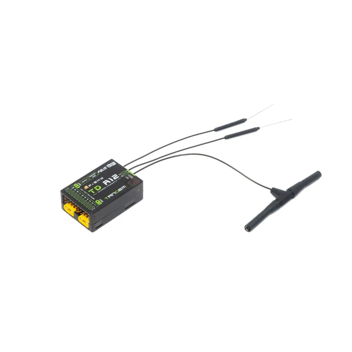 FrSky TD R12 — двухдиапазонный 12-канальный приёмник с тремя антеннами (2×2.4G, 1×900M) FrSky TD R12 — двухдиапазонный 12-канальный приёмник с тремя антеннами (2×2.4G, 1×900M)