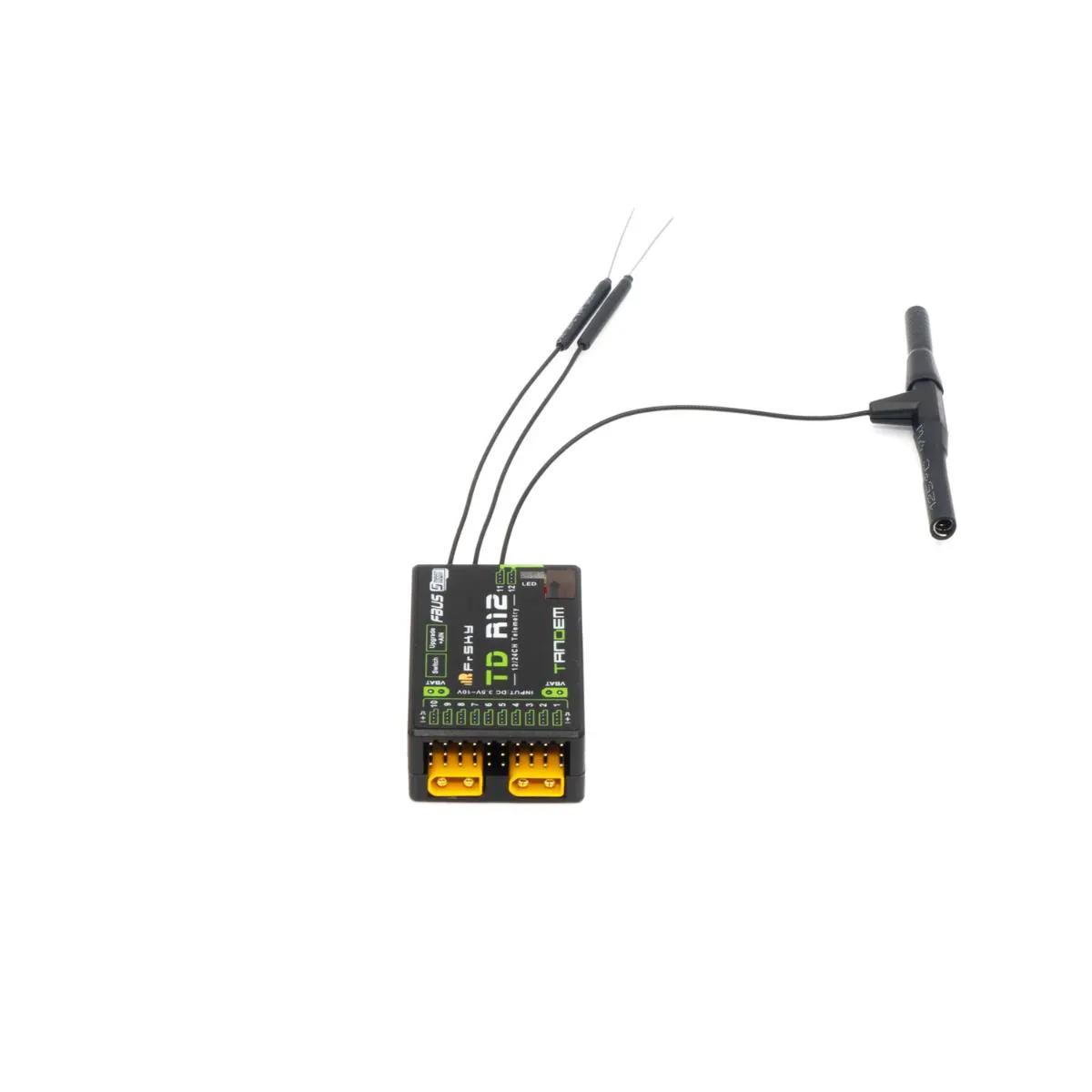 FrSky TD R12 — двухдиапазонный 12-канальный приёмник с тремя антеннами (2×2.4G, 1×900M) FrSky TD R12 — двухдиапазонный 12-канальный приёмник с тремя антеннами (2×2.4G, 1×900M)