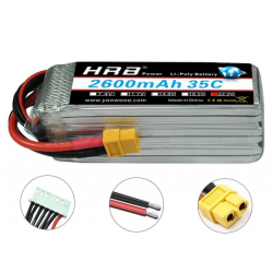 Комплект 2 шт. HRB 6S 22.2V Lipo 2600mAh XT60/T/EC5/XT90/AS150 для вертолёта Trex 500/470LM, FPV, RC