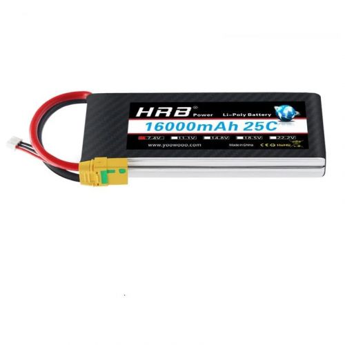 Аккумулятор HRB Lipo 2S 16000mAh 7.4V 25C для RC авто, лодок, дронов, игрушек, разъемы XT60/EC5