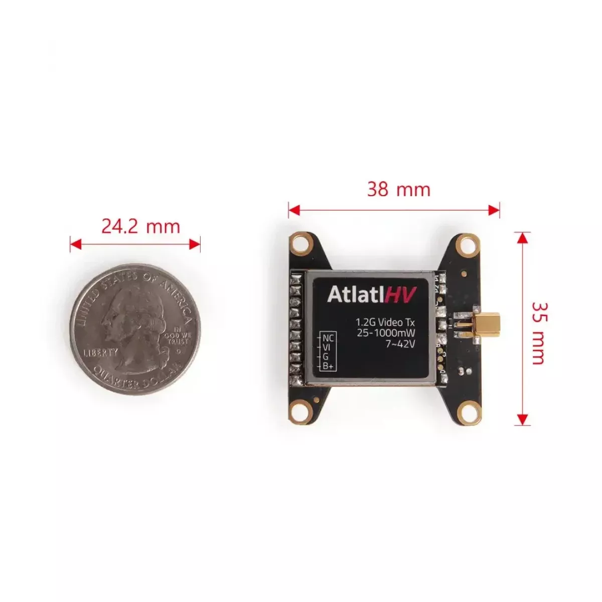 HolyBro Atlatl HV V2 1.2ГГц 1Вт VTX - видеопередатчик 2-8S LiPo 30.5x30.5мм для FPV дронов HolyBro Atlatl HV V2 1.2ГГц 1Вт VTX - видеопередатчик 2-8S LiPo 30.5x30.5мм для FPV дронов