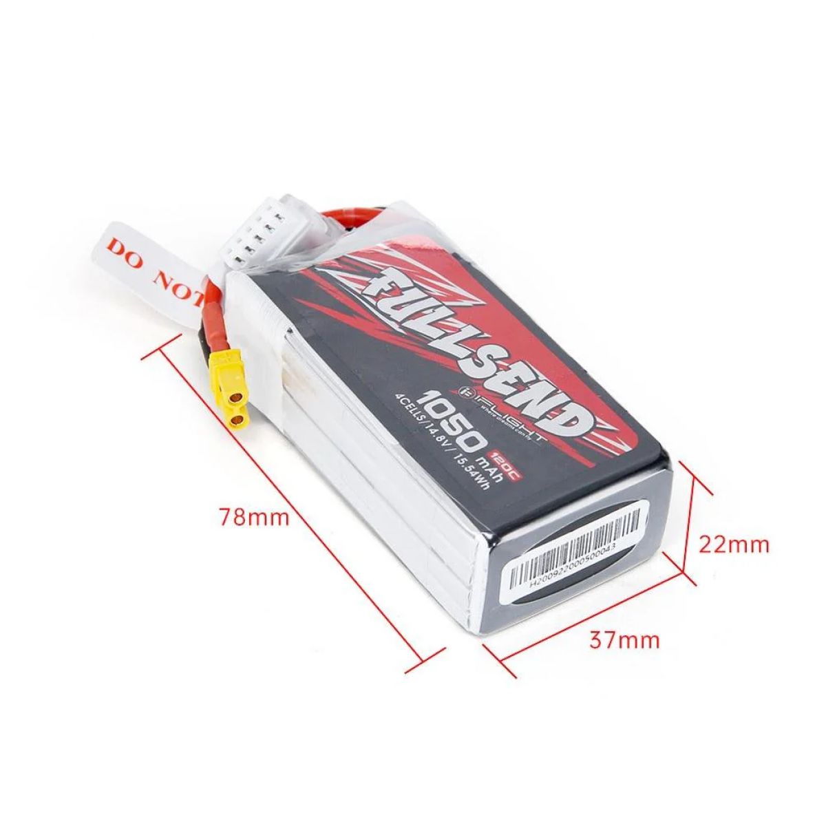 Аккумулятор iFlight FULLSEND 4S 1050mAh 120C 14.8V Lipo с разъёмом XT30 для FPV дронов Аккумулятор iFlight FULLSEND 4S 1050mAh 120C 14.8V Lipo с разъёмом XT30 для FPV дронов