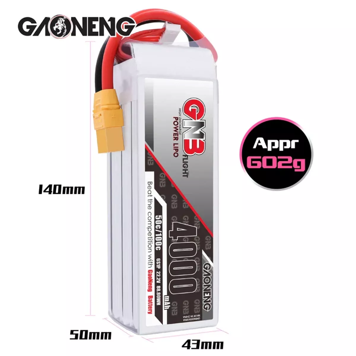 Аккумулятор Gaoneng GNB 6S 22.2V 4000mAh 100C HV Lipo для FPV дрона с разъемом XT60 XT90 T Plug Аккумулятор Gaoneng GNB 6S 22.2V 4000mAh 100C HV Lipo для FPV дрона с разъемом XT60 XT90 T Plug