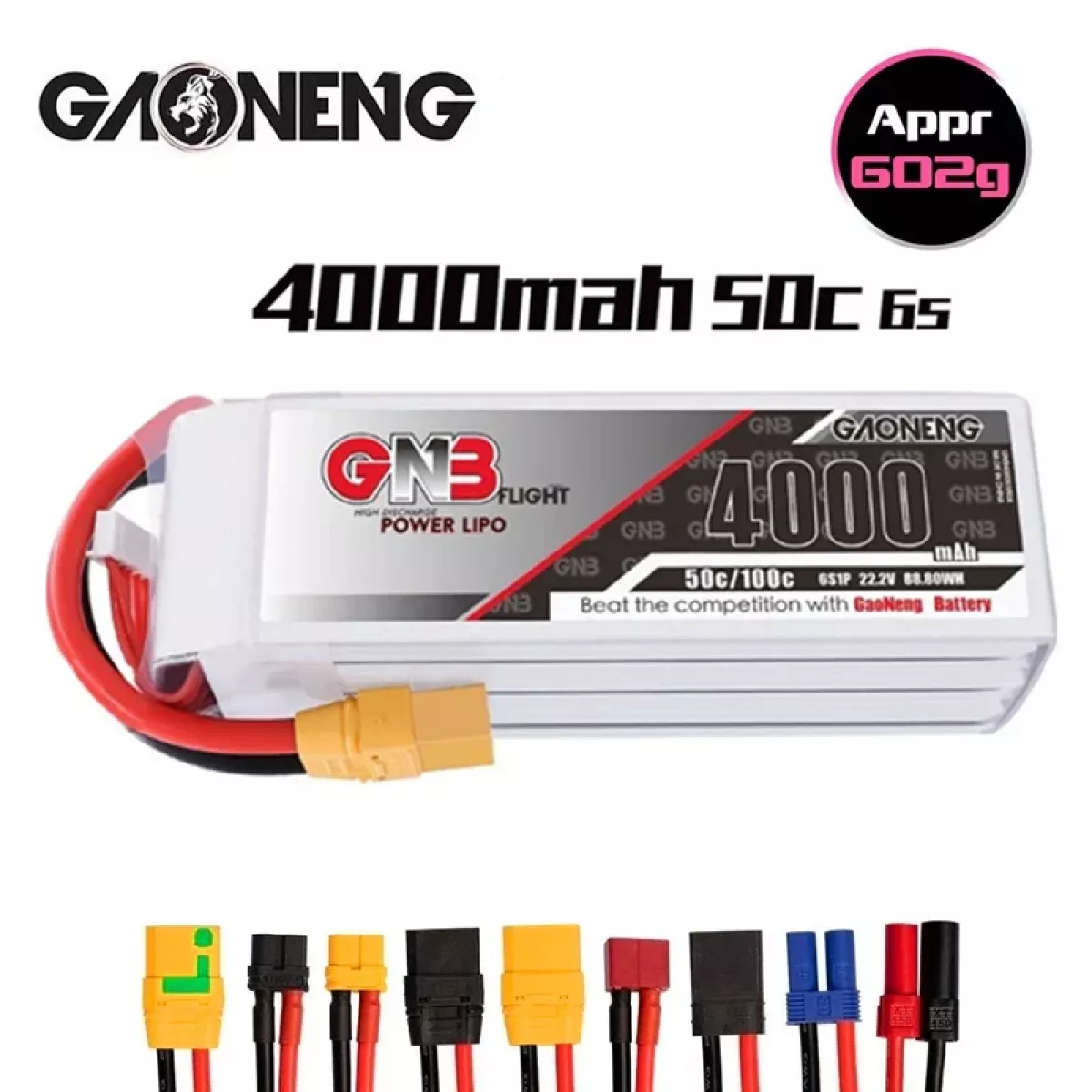 Аккумулятор Gaoneng GNB 6S 22.2V 4000mAh 100C HV Lipo для FPV дрона с разъемом XT60 XT90 T Plug Аккумулятор Gaoneng GNB 6S 22.2V 4000mAh 100C HV Lipo для FPV дрона с разъемом XT60 XT90 T Plug