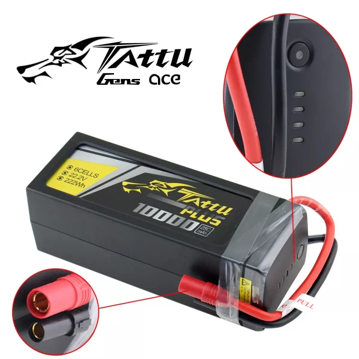 Аккумулятор Tattu Plus 10000mAh 25C 22.2V 6S1P 6S FPV Lipo с разъемом AS150 для дрона RC Аккумулятор Tattu Plus 10000mAh 25C 22.2V 6S1P 6S FPV Lipo с разъемом AS150 для дрона RC