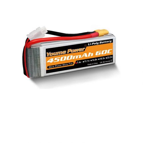Аккумулятор Youme 2S LiPo 7.4В 4500мАч 50C XT60 T XT90 XT150 EC3 EC5 для FPV дрона, вертолёта, самолёта